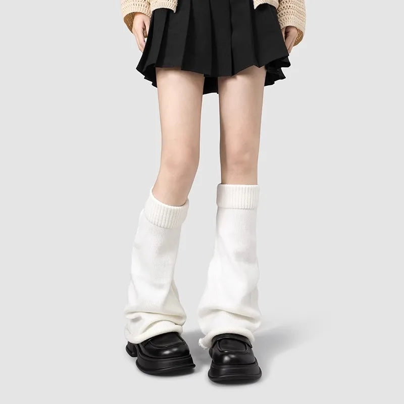 Y2K Over-The-Knee Stockings Horn Cuff Japanese Style Leg Warmers Over-Knee Leg Warmers SWANS Thick-White One Size