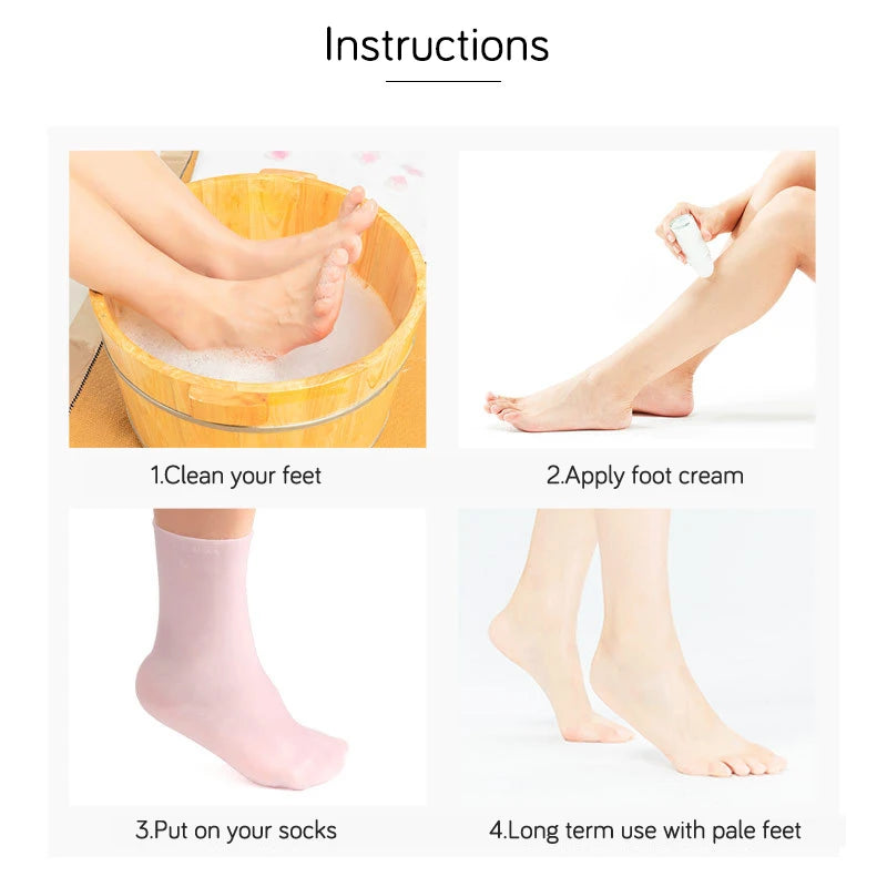 Silicone Moisturizing Gel Heel Socks – Foot Care Spa Protectors Gel Heel Socks SWANS