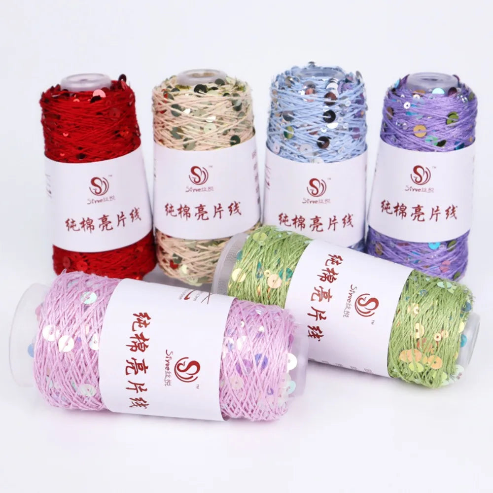 Shiny Sequin Hand Knitting Yarn – Glitter Craft Thread Roll Knitting Yarn SWANS