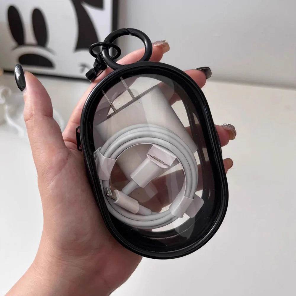 Transparent Zipper Pouch – Jewelry, Coin & Cable Organizer Transparent Zipper Pouch SWANS 1Pcs Black