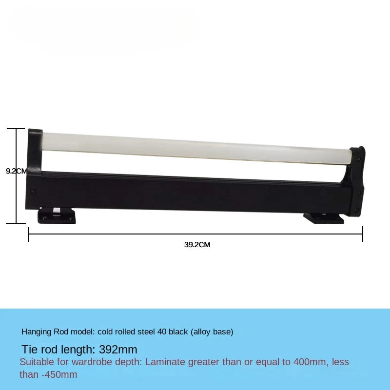 Pull-Out Closet Valet Rod – Ball Bearing Wardrobe Hanger Rail Wardrobe Valet Rod SWANS 40B-Black
