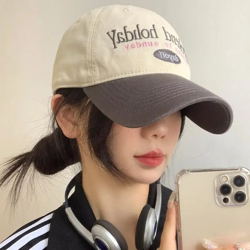 Y2K Patchwork Baseball Cap – Letter Embroidery Snapback Hat Baseball Cap SWANS