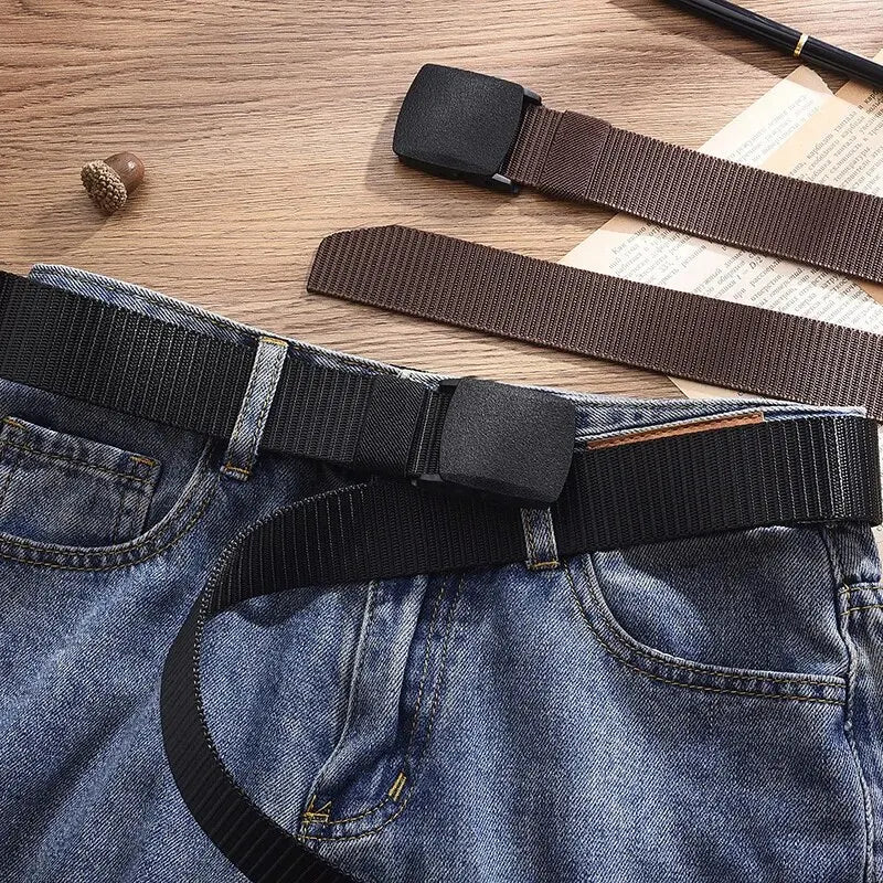 Unisex Tactical Canvas Nylon Belt – Metal-Free Sports Belt Tactical Canvas Belt SWANS