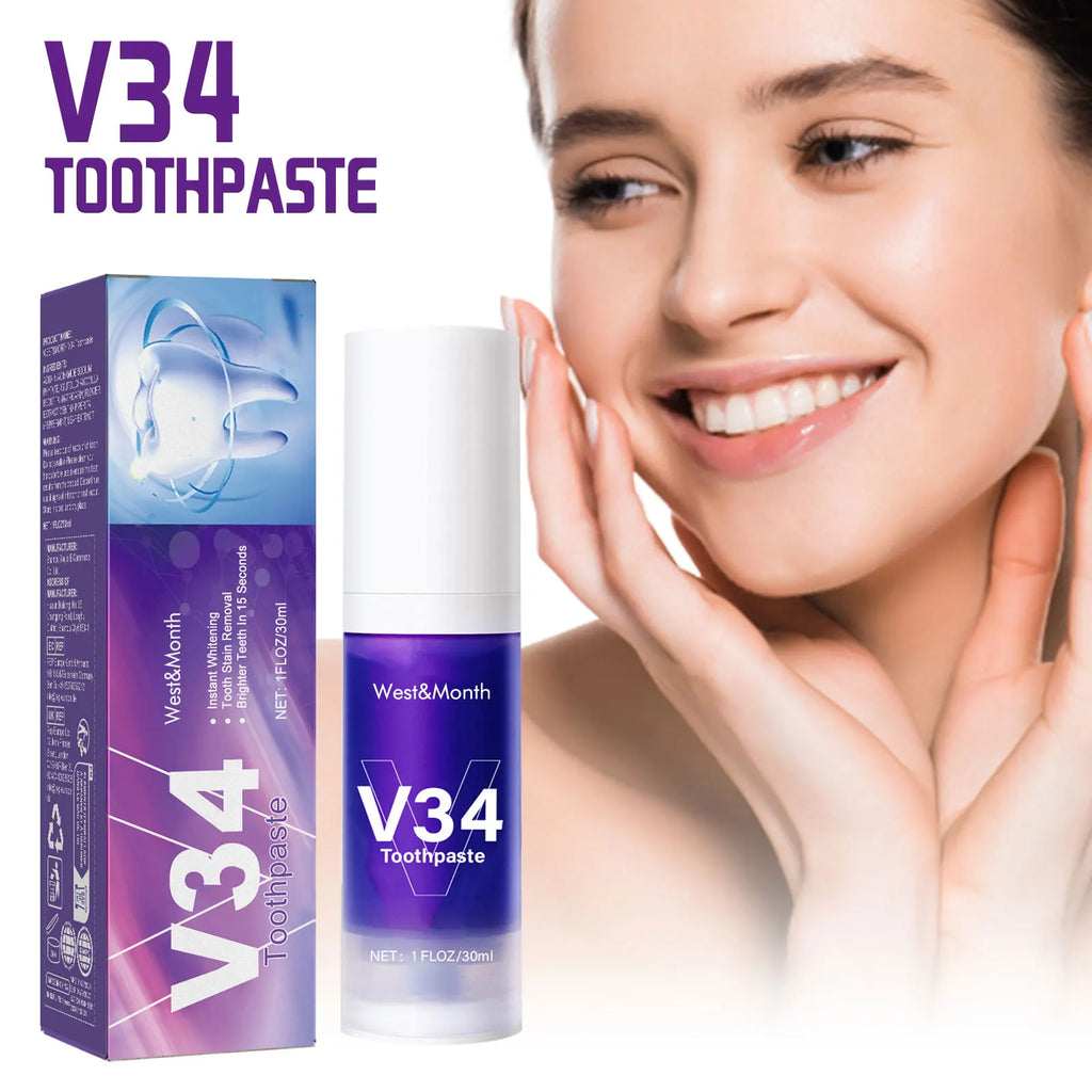 V34 Purple Toothpaste Cleaning Mousse – Pump Oral Care Toothpaste Mousse SWANS