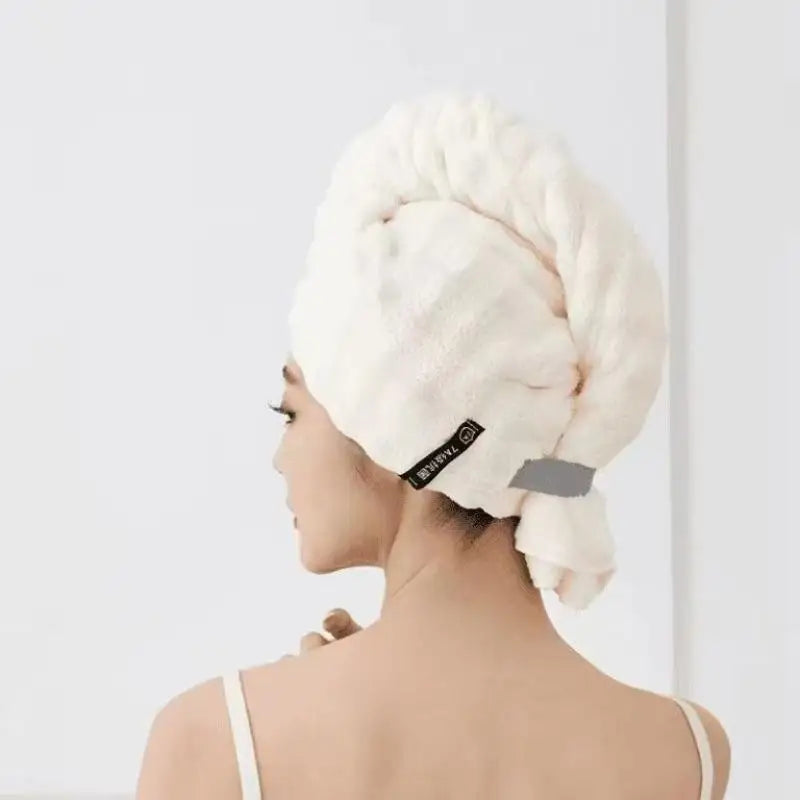 SWANS Thickened Plush Hair Drying Cap – Quick Dry Towel Hair Drying Cap SWANS Beige