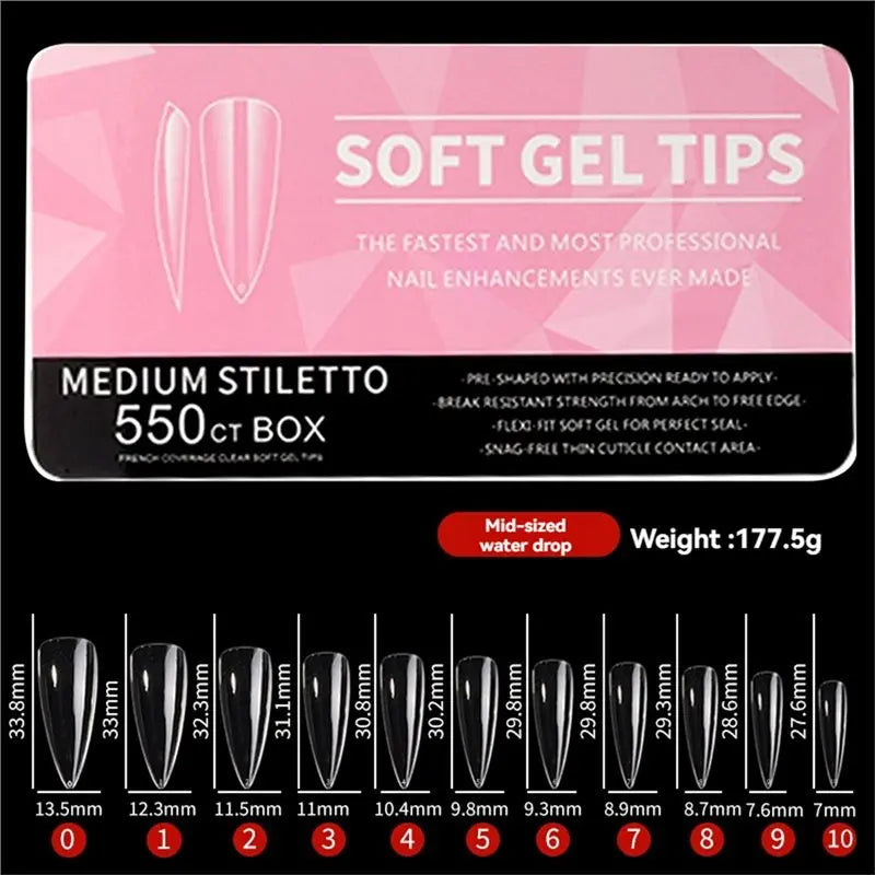 550Pcs Soft Gel Nail Tips 11 Sizes – Press On Acrylic Nails Press On Nail Tips SWANS