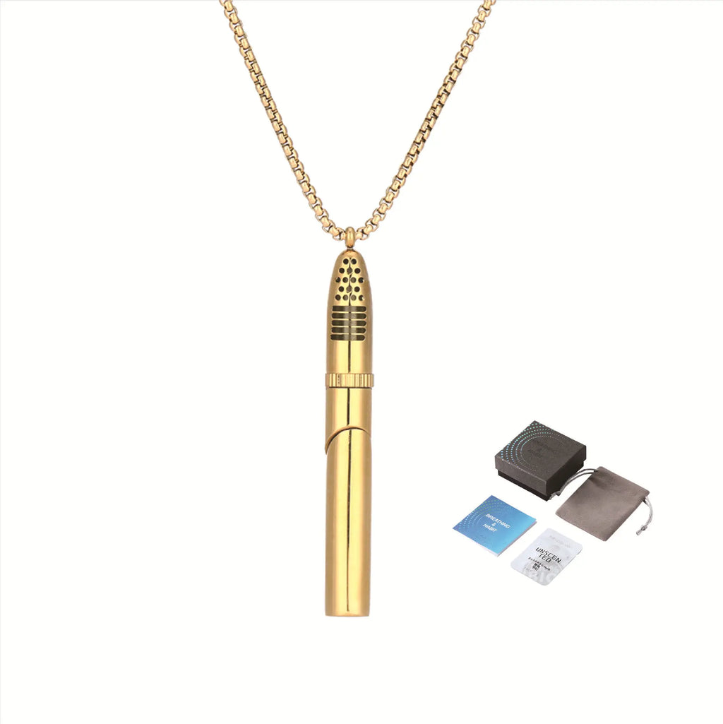 Rocket Perfume Bottle Necklace – Stainless Steel Aroma Pendant Aroma Pendant Necklace SWANS Gold
