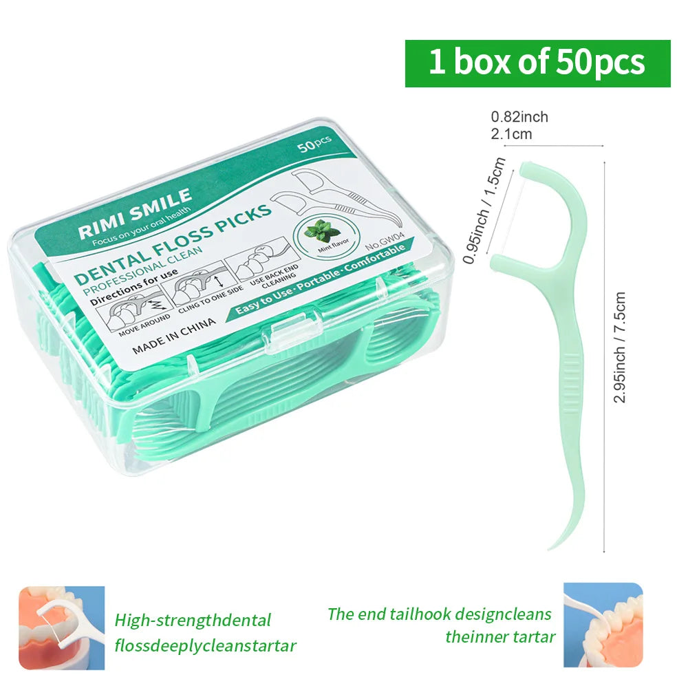 SWANS Mint Dental Floss Picks 50–600 Pack | Fresh Clean Dental Floss Picks SWANS 1 box of 50pcs