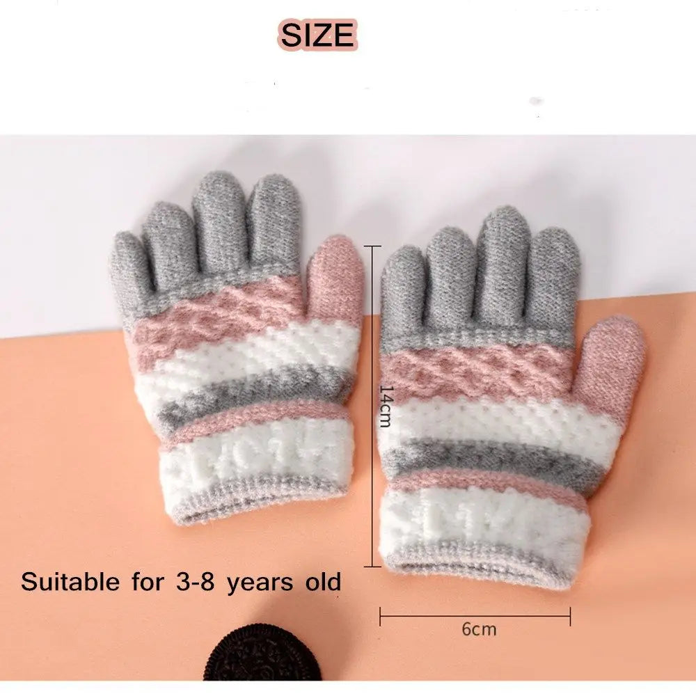 Kids Warm Knitted Full Finger Gloves & Mittens – Girls & Boys Kids Winter Gloves SWANS