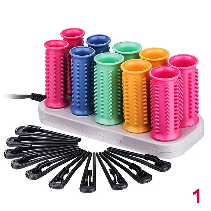 8-Piece Electric Heated Hair Roller Kit with Storage Bag Heated Hair Rollers SWANS 1
