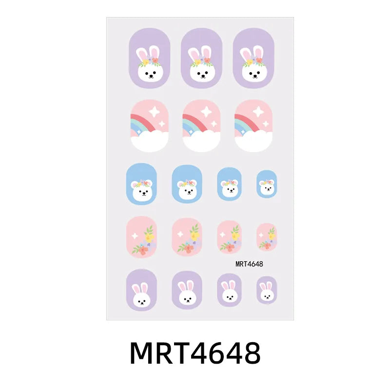 Kids Princess Nail Stickers – Cute Cartoon Animal Nail Decals