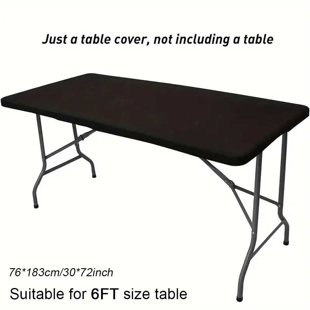 Spandex Stretch Tablecloth 6FT Elastic Fitted Rectangle Cover Stretch Table Cover SWANS black 6ft