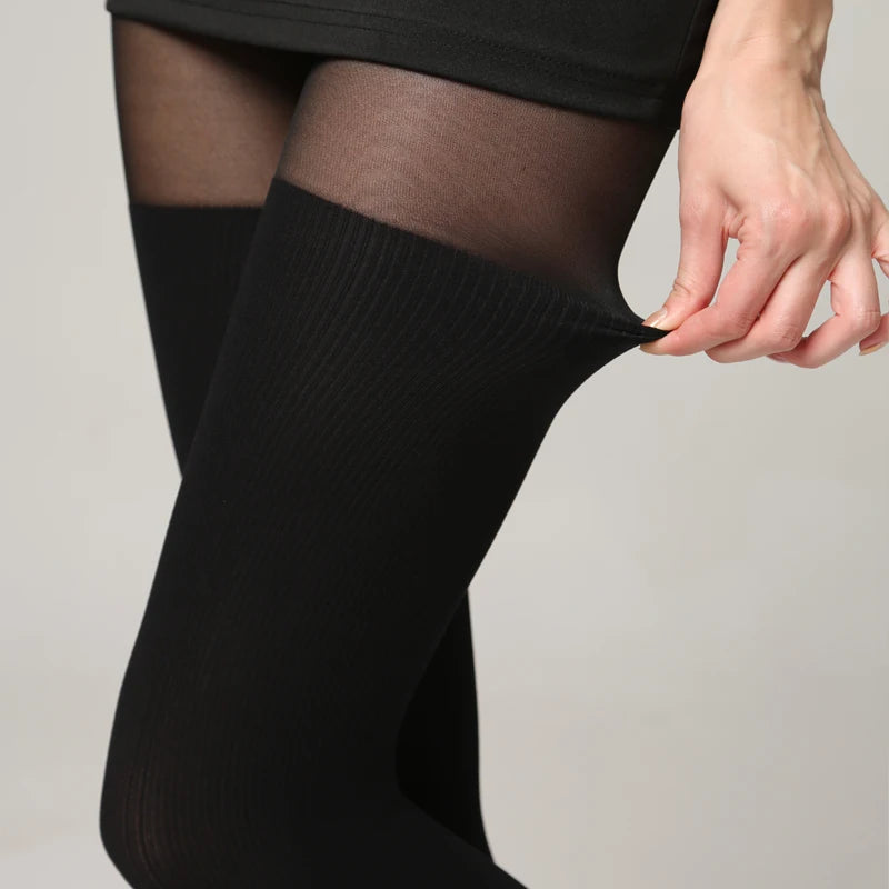 Faux Thigh-High Tights – High Waist Stretchy Pantyhose for Women Patterned Tights SWANS