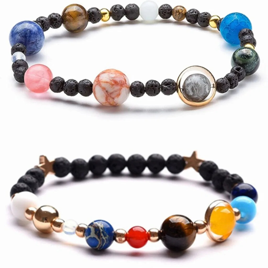 Blue Sandstone Solar System Planet Beaded Bracelet Beaded Charm Bracelet SWANS