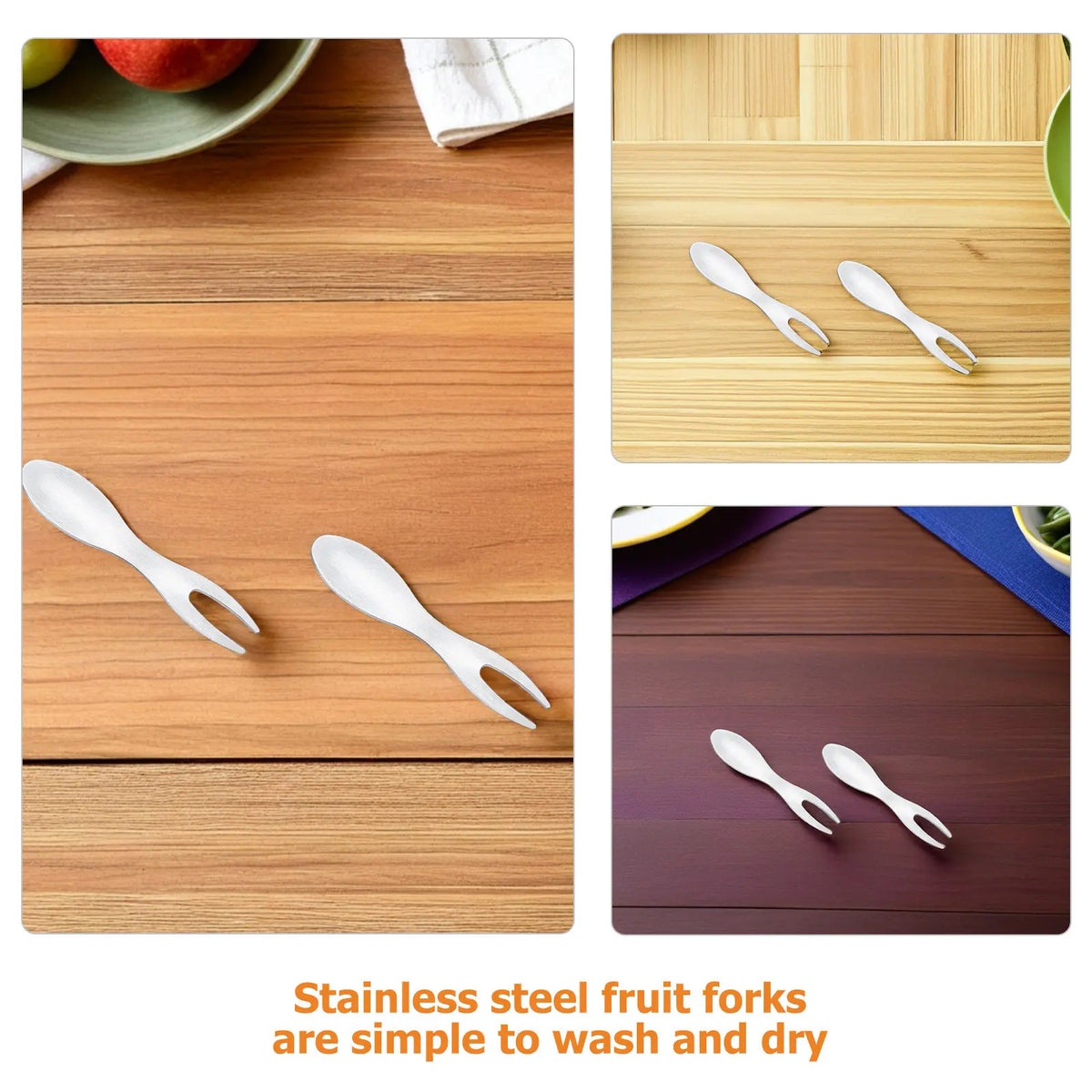 6-Pack Stainless Steel Mini Fruit & Dessert Forks Set Mini Dessert Forks SWANS