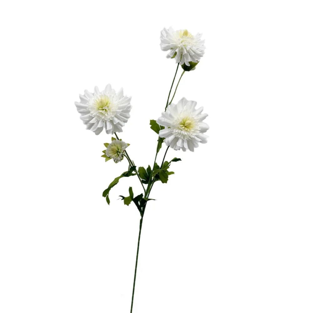 Yellow Artificial Chrysanthemum Stem – Faux Floral Décor 80cm Artificial Flower Stem SWANS White