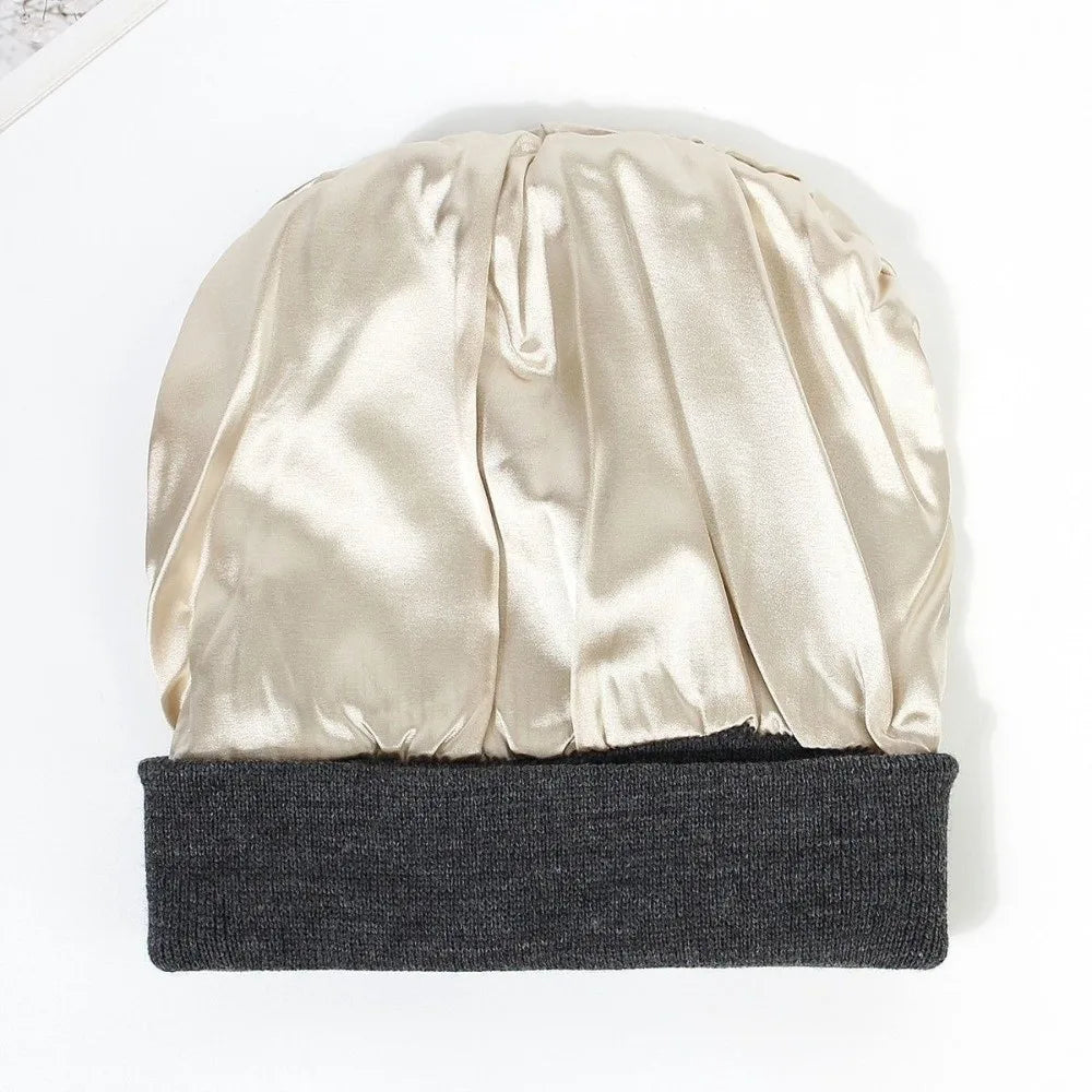 Satin Lined Beanie – Anti-Static Slouchy Winter Hat Unisex Satin Lined Beanie SWANS