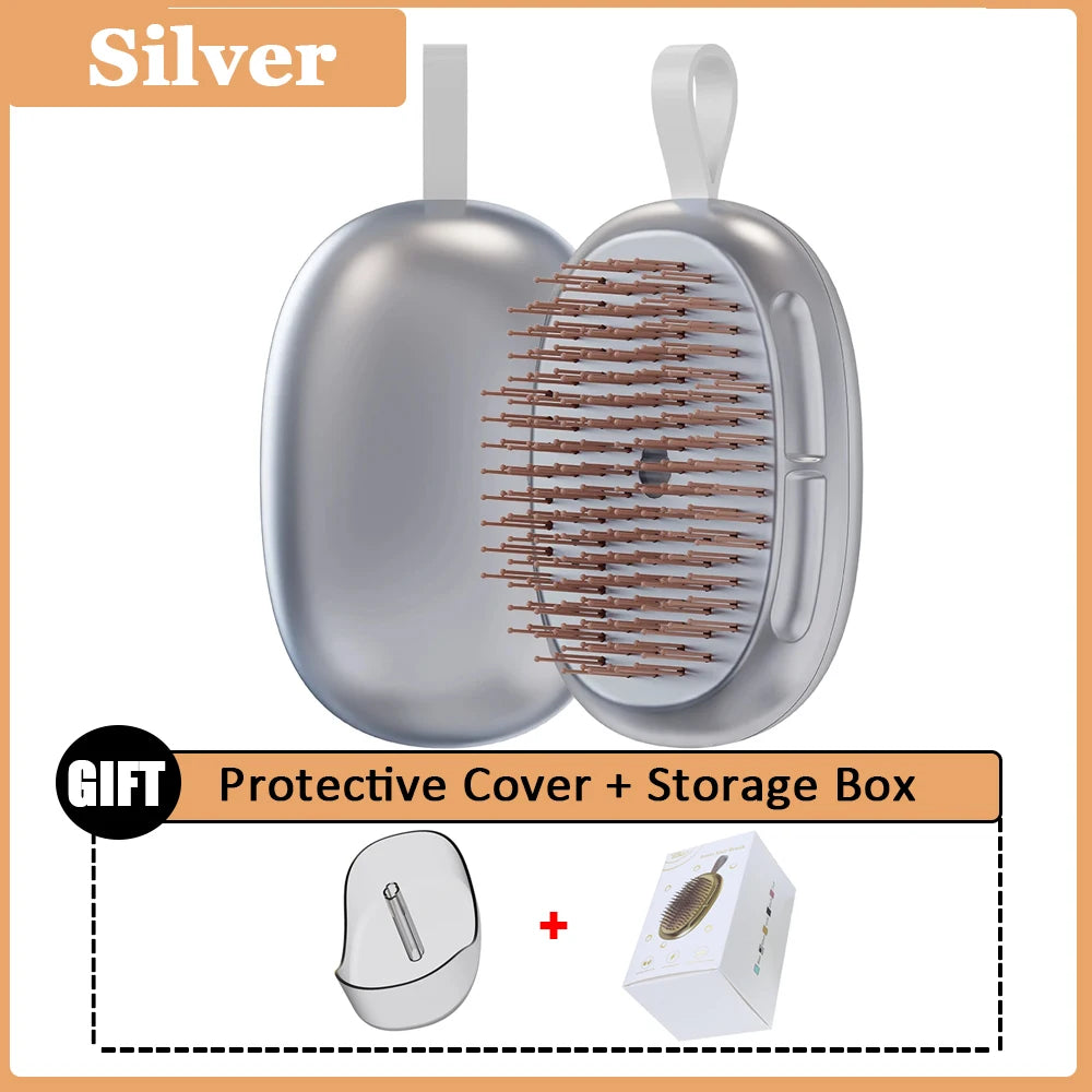 YIBER Hair Roots Massage Brush – Scalp & Detangling Comb Scalp Massage Brush SWANS Silver