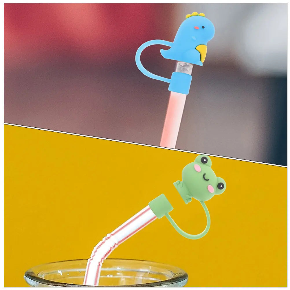 6-Pack Cute Cartoon Silicone Straw Covers & Caps | Reusable Straw Cover Caps SWANS