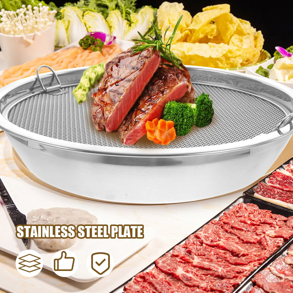 Stainless Steel Food Serving Tray with Oil Drain Filter Net Food Serving Tray SWANS