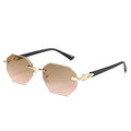 TOYEARN Y2K Rimless Sunglasses – Diamond Cut Punk Unisex Rimless Sunglasses SWANS Tea Pink As the picture