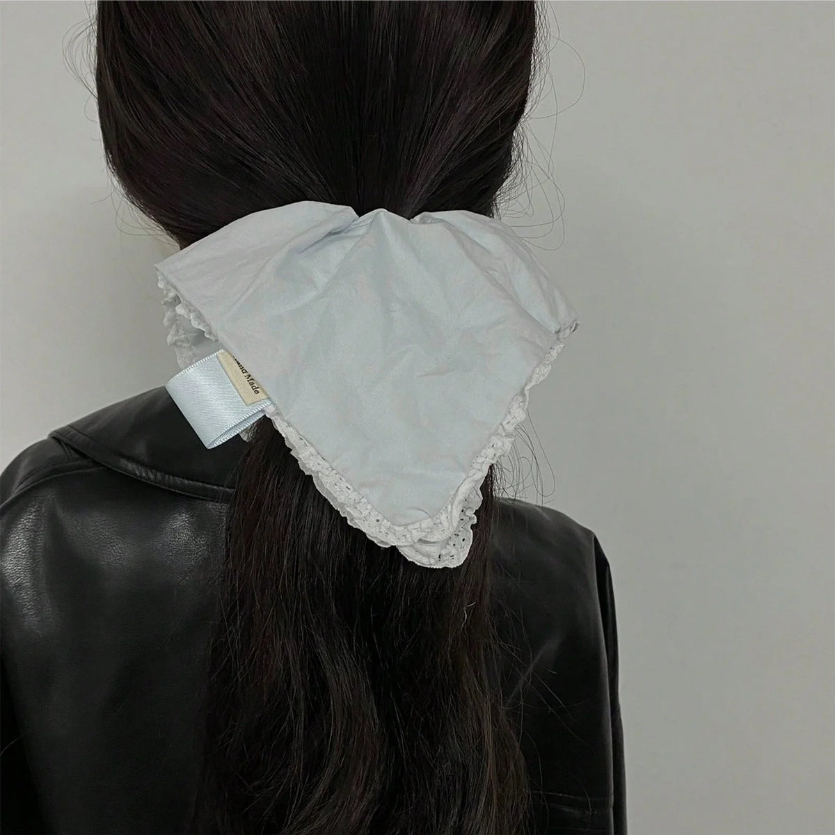 Women's Light Blue Hair Scrunchie – Korean Minimalist Style Hair Scrunchie SWANS