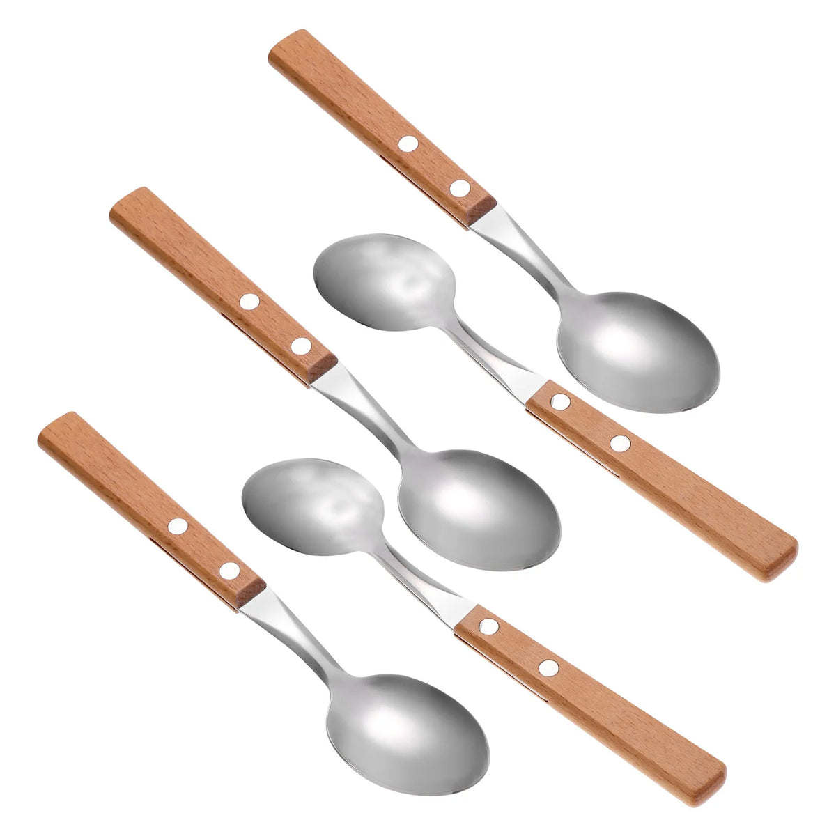 WINOMO 5-Pc Stainless Steel Dessert Spoons with Wood Handles Dessert Spoon Set SWANS