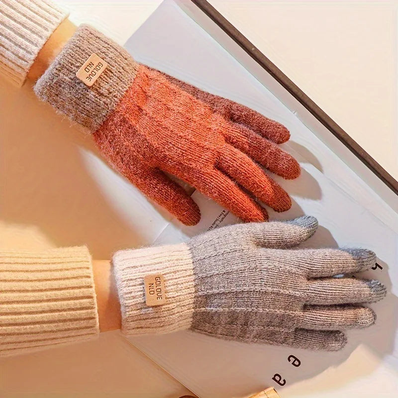 Women's Thick Plush Knitted Gloves – Touchscreen Winter Warm Knitted Winter Gloves SWANS