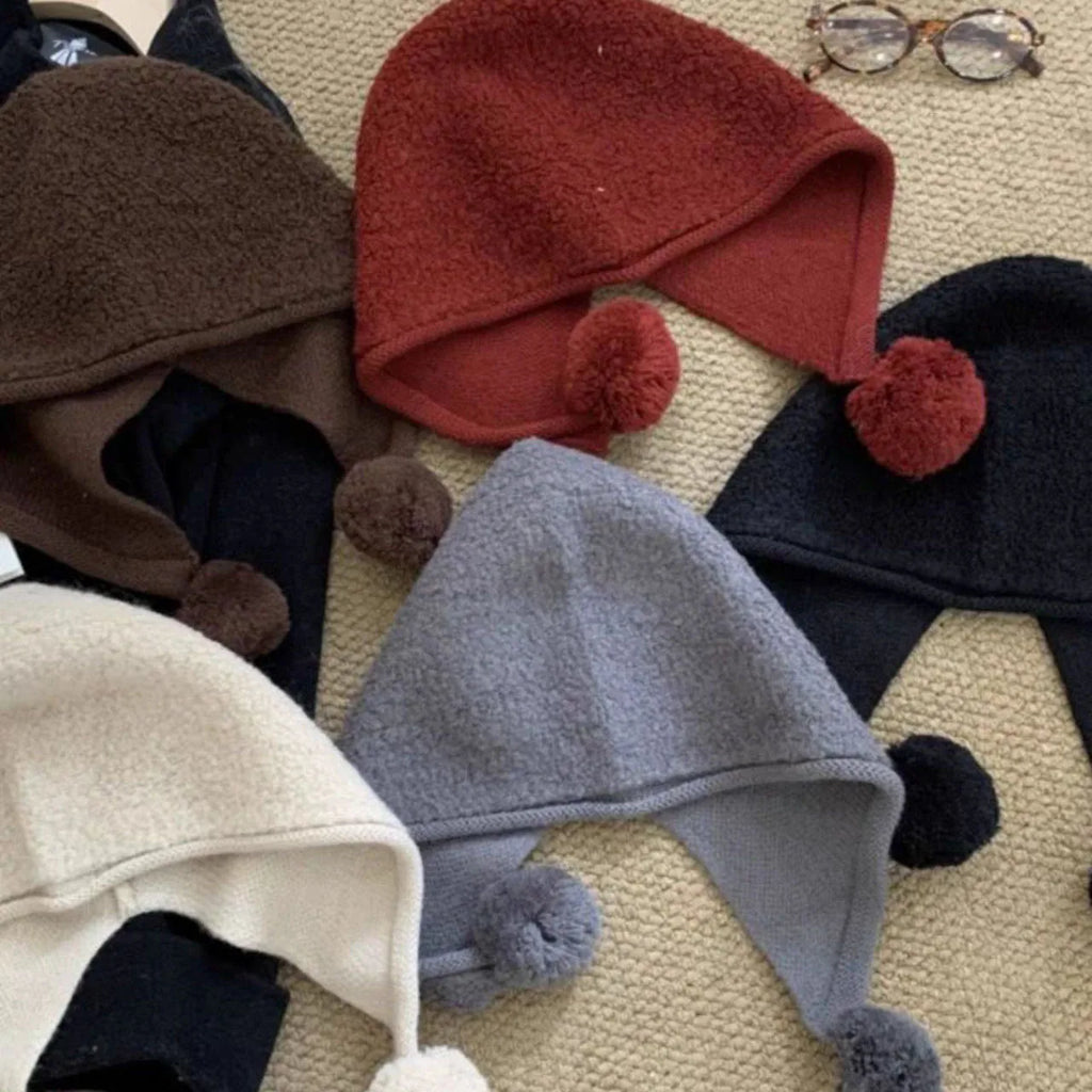 Women's Winter Pompom Balaclava Knit Beanie Hat Winter Beanie Hat SWANS