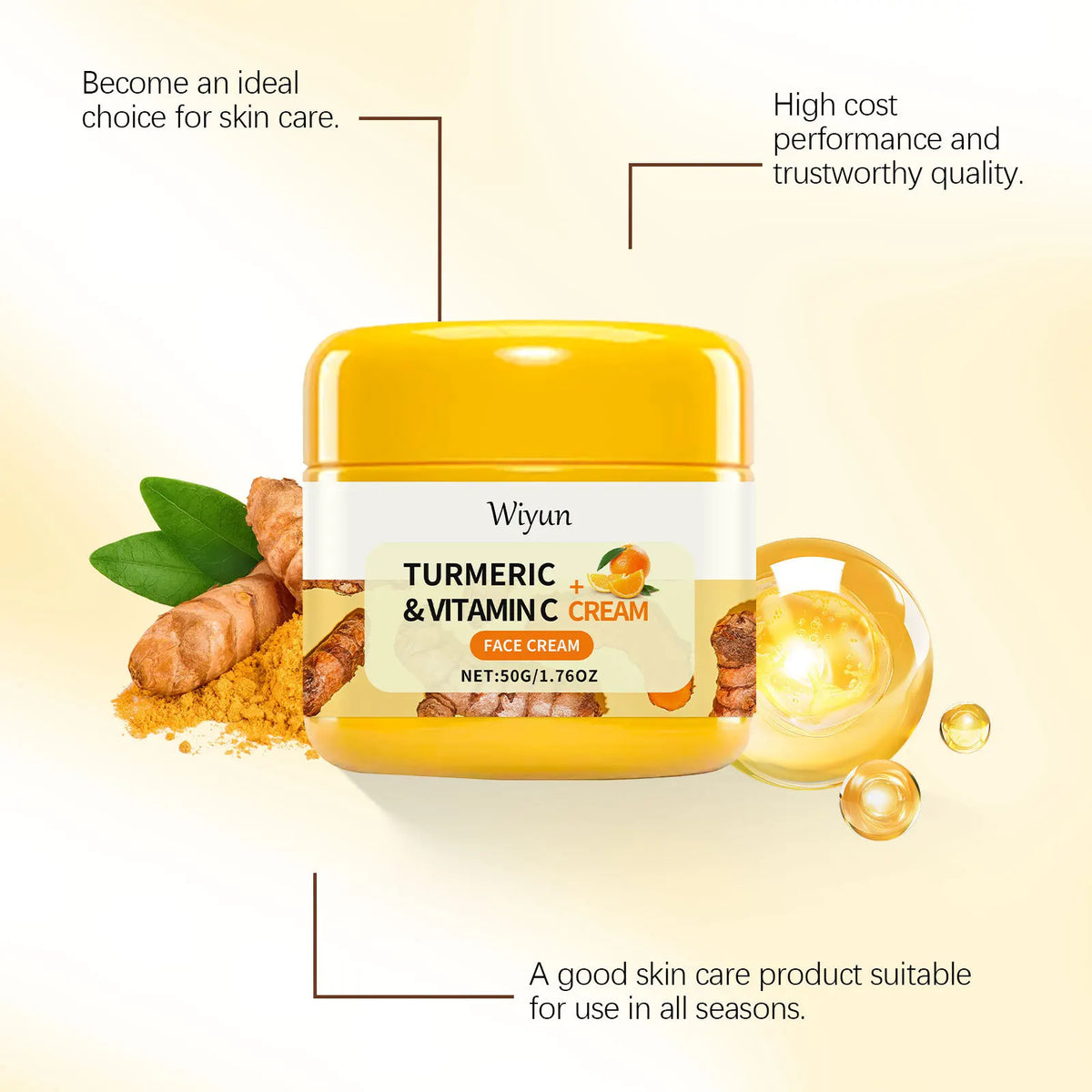 WIYUN Turmeric Vitamin C Brightening Facial Cream 50g Brightening Face Cream SWANS