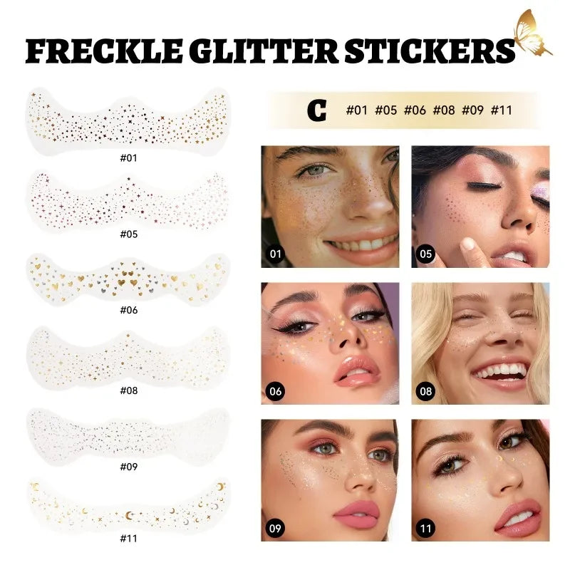 6-Pack Fake Freckle Tattoo Stickers – Waterproof Face Makeup Temporary Tattoo Sticker SWANS Set C 6pcs