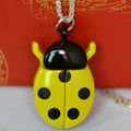 Ladybug Pocket Watch Necklace – Vintage Quartz Pendant Clock Pocket Watch Necklace SWANS Yellow