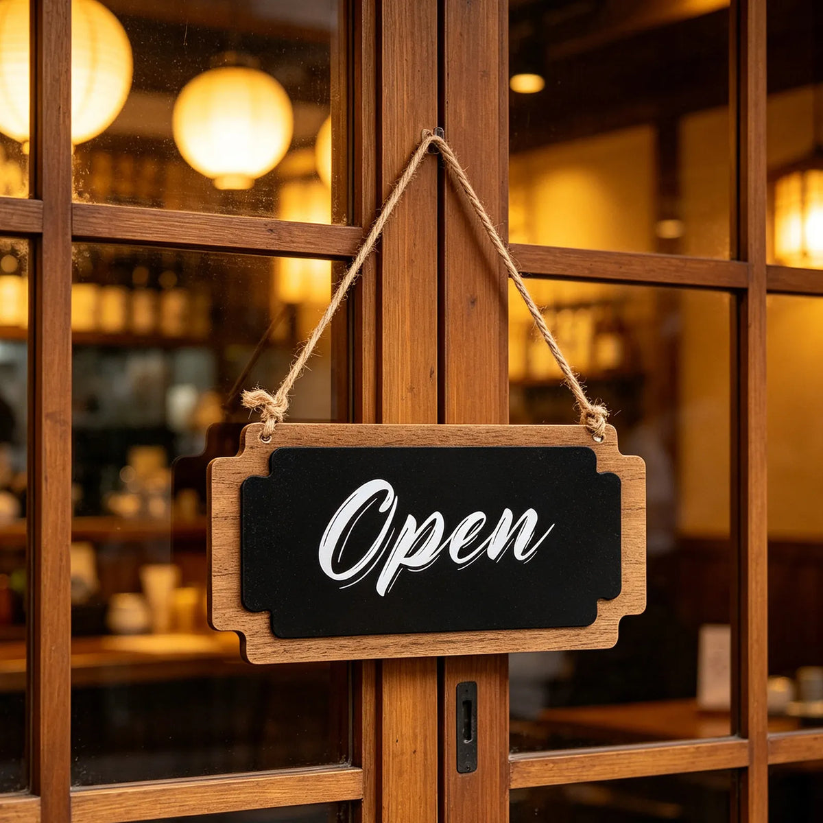 Double-Sided Wood Open Closed Sign – Hanging Business Board Business Hanging Sign SWANS