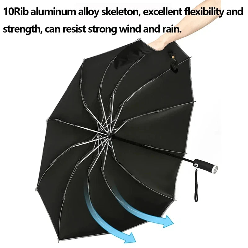 XMSJ Windproof Reverse Folding UV Umbrella with Reflective Stripe Folding Umbrella SWANS