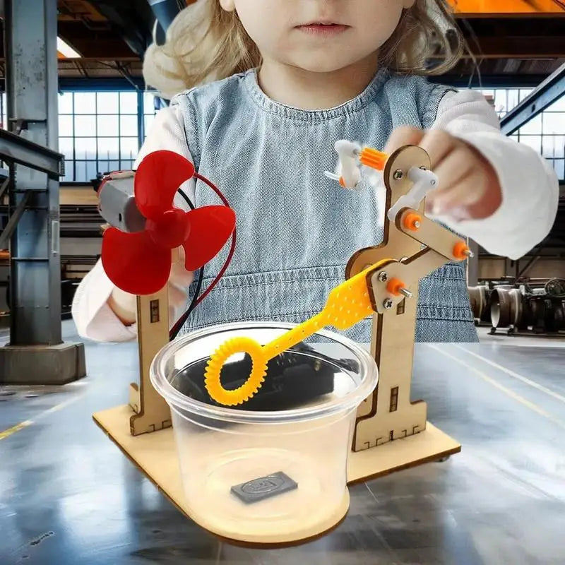 DIY Wooden Bubble Machine STEM Kit – Educational Toy Ages 6–12 DIY STEM Toy Kit SWANS