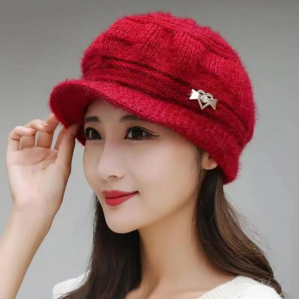 Women's Knitted Peaked Cap – Windproof Double Layer Ear Guard Knitted Peaked Cap SWANS