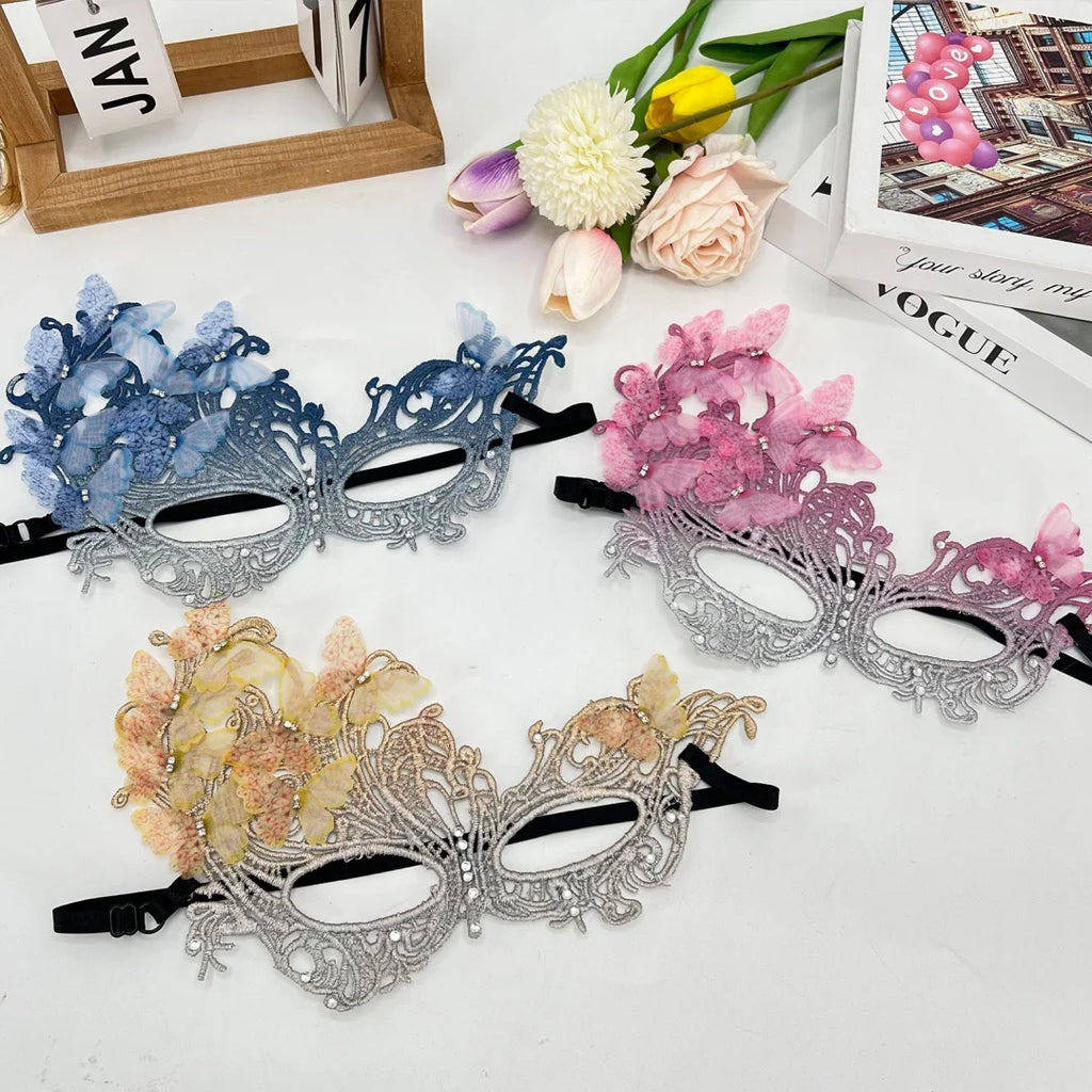 Rhinestone Butterfly Masquerade Mask – Lace Gradient Half Face Masquerade Mask SWANS