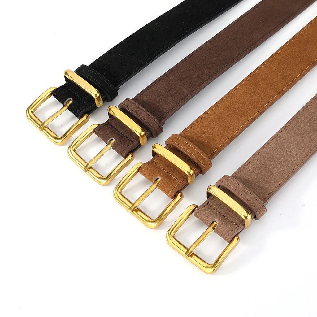 FAITOLAGI Women's Wide Suede PU Belt – Classic Pin Buckle Fashion Belt SWANS