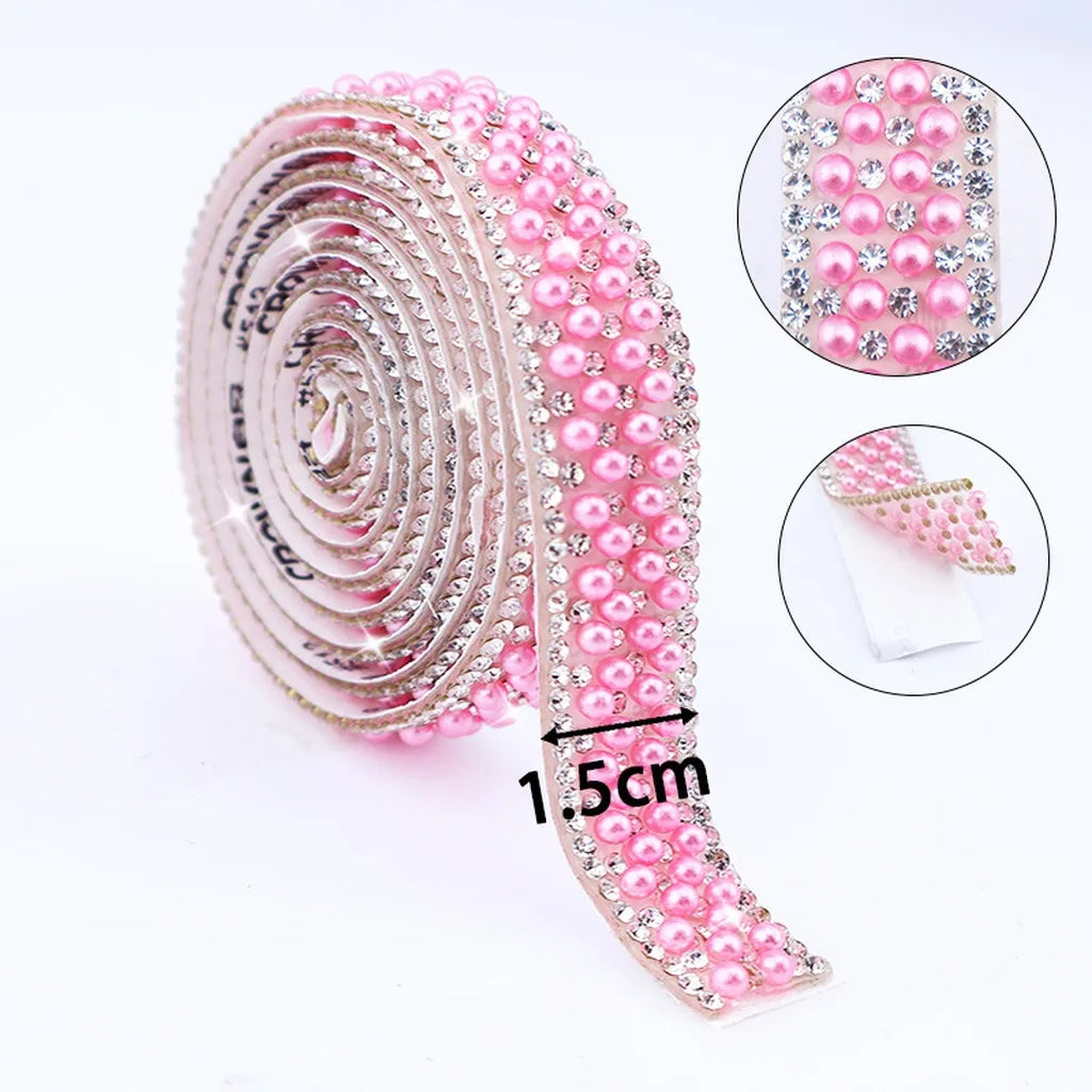 Self-Adhesive Pearl Rhinestone Trim Tape for DIY Crafts Rhinestone Trim Tape SWANS 9-91.44x1.5 cm
