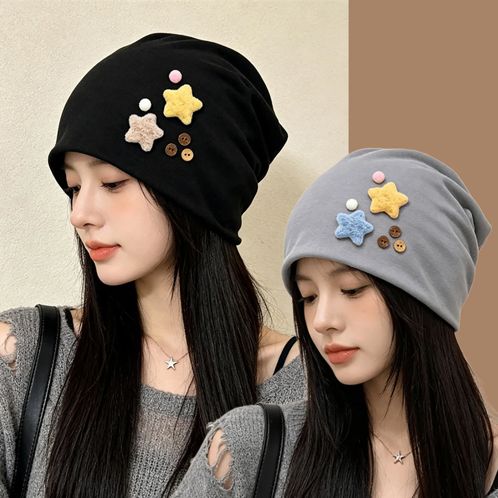 3D Star Slouchy Beanie for Women – Warm Knit Winter Hat Knit Winter Beanie SWANS