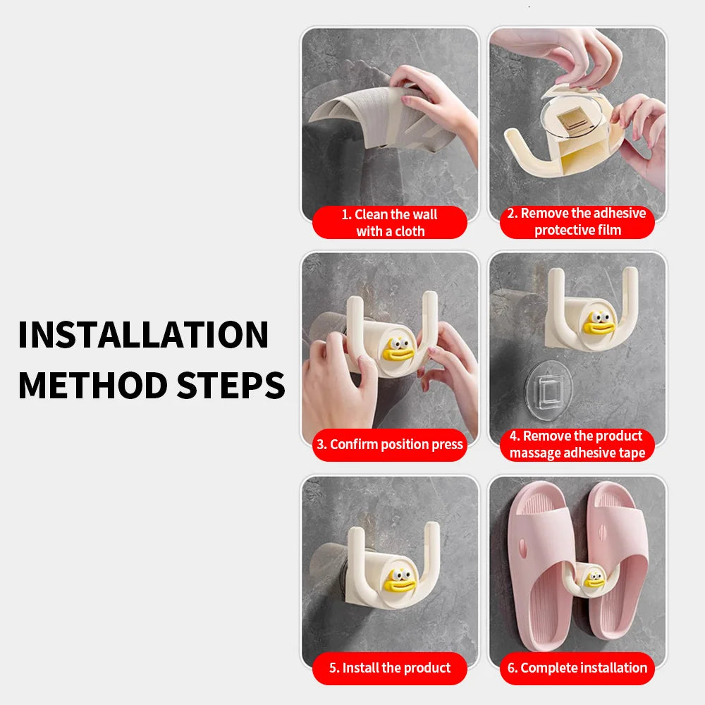 SWANS Adhesive Bathroom Slipper Hook – No Drill Storage Adhesive Wall Hook SWANS