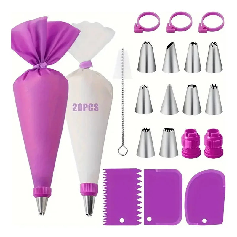 SWANS Piping Bags & Tips Set – Reusable Cake Decorating Kit Cake Decorating Kit SWANS