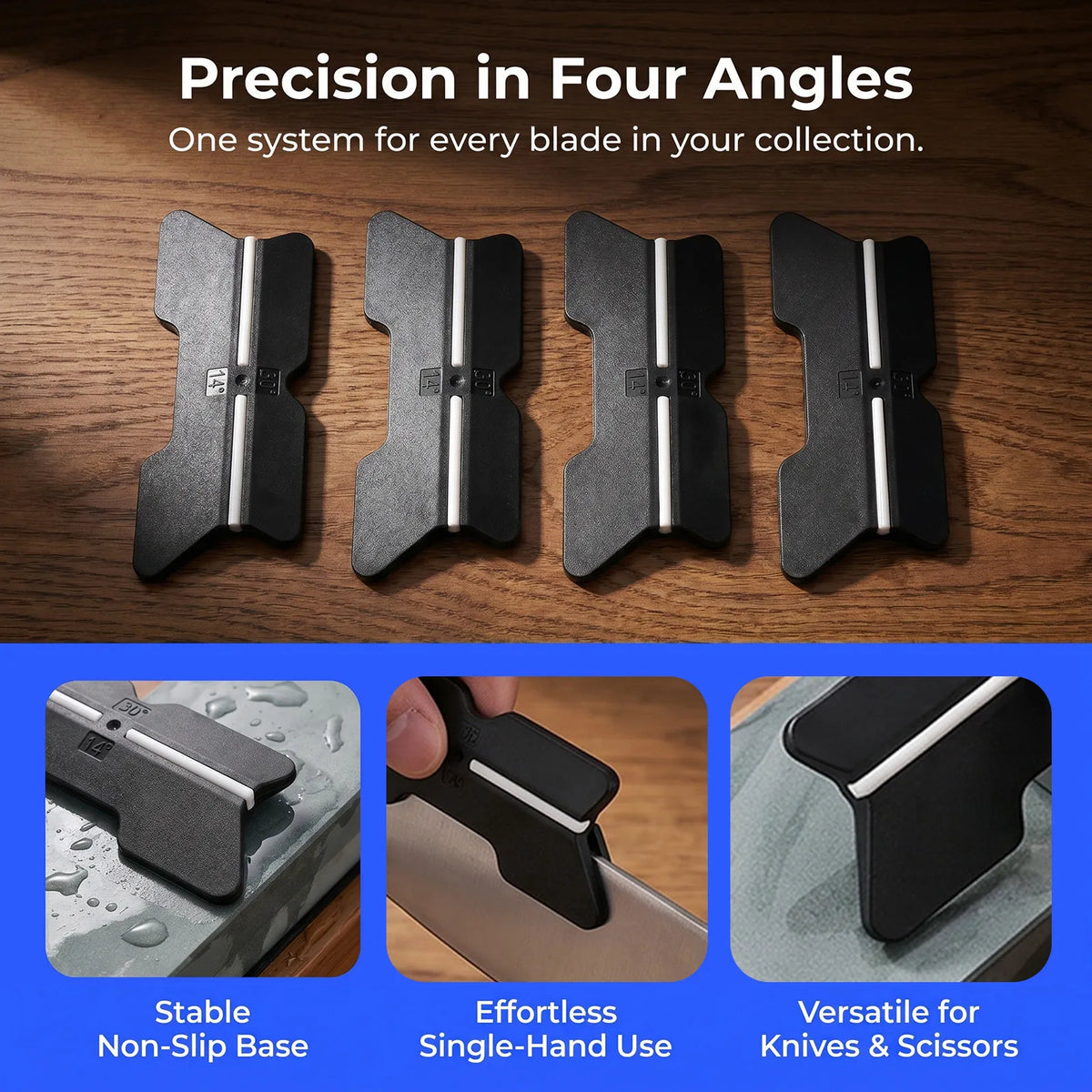 4-Pack Knife Sharpening Angle Guide Clips | Adjustable Non-Slip Knife Sharpening Guide SWANS