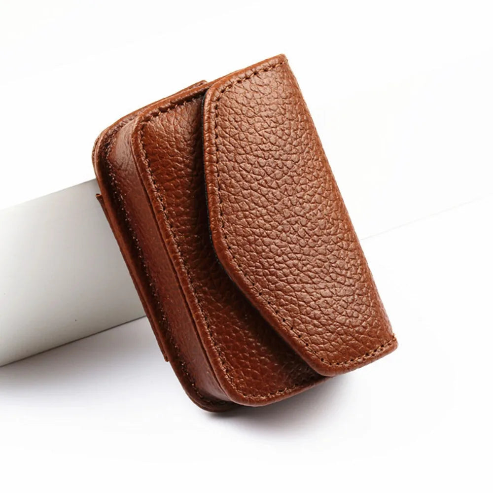Women's Leather Eyewear Case – Foldable Belt Wearable Glasses Box Eyewear Case SWANS brown-2
