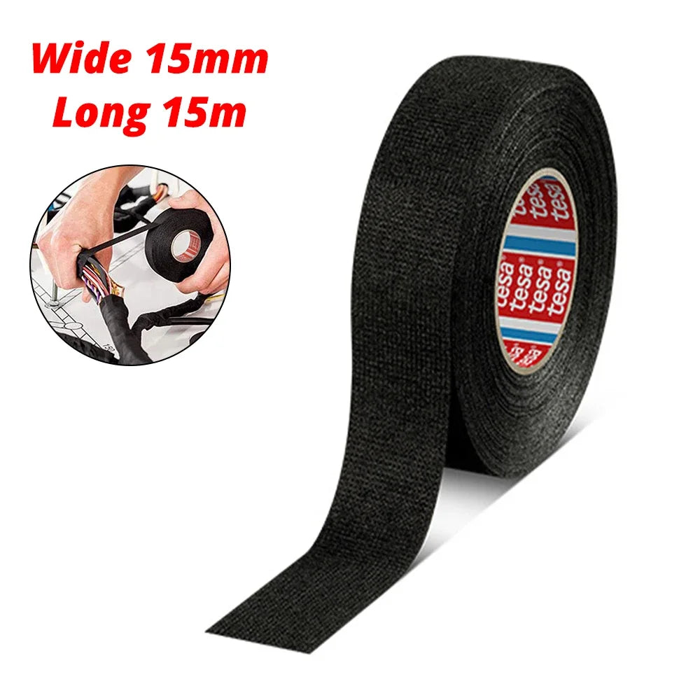 HVIERO Flame Retardant Harness Tape – 15M/20M Car Wiring Automotive Harness Tape SWANS Wide-15mm Long-15M
