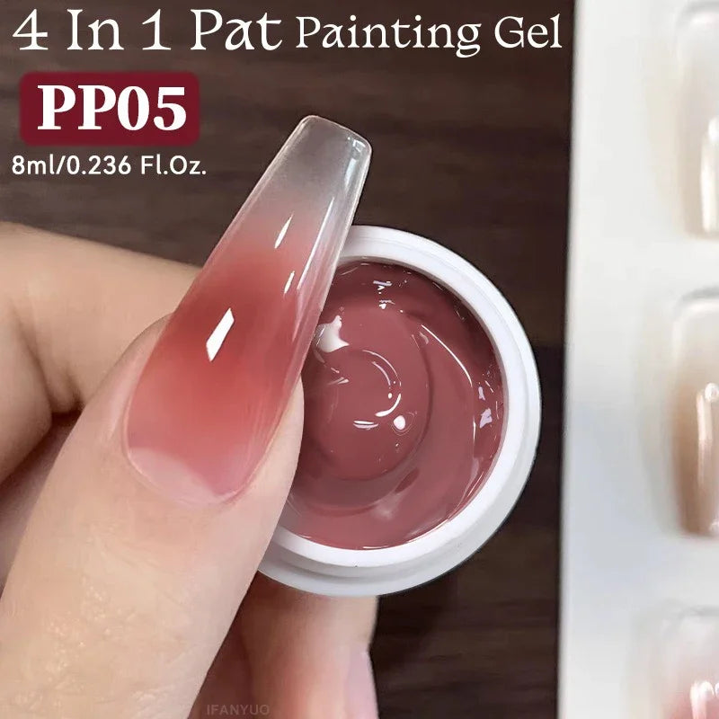 4-in-1 Pat Pat Gel Nail Art Polish – Nude Pink 8ml Gel Nail Polish SWANS 05