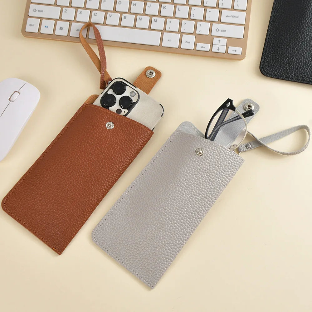 Slim PU Leather Eyeglass Case – Travel Sunglasses Pouch Eyeglass Case SWANS