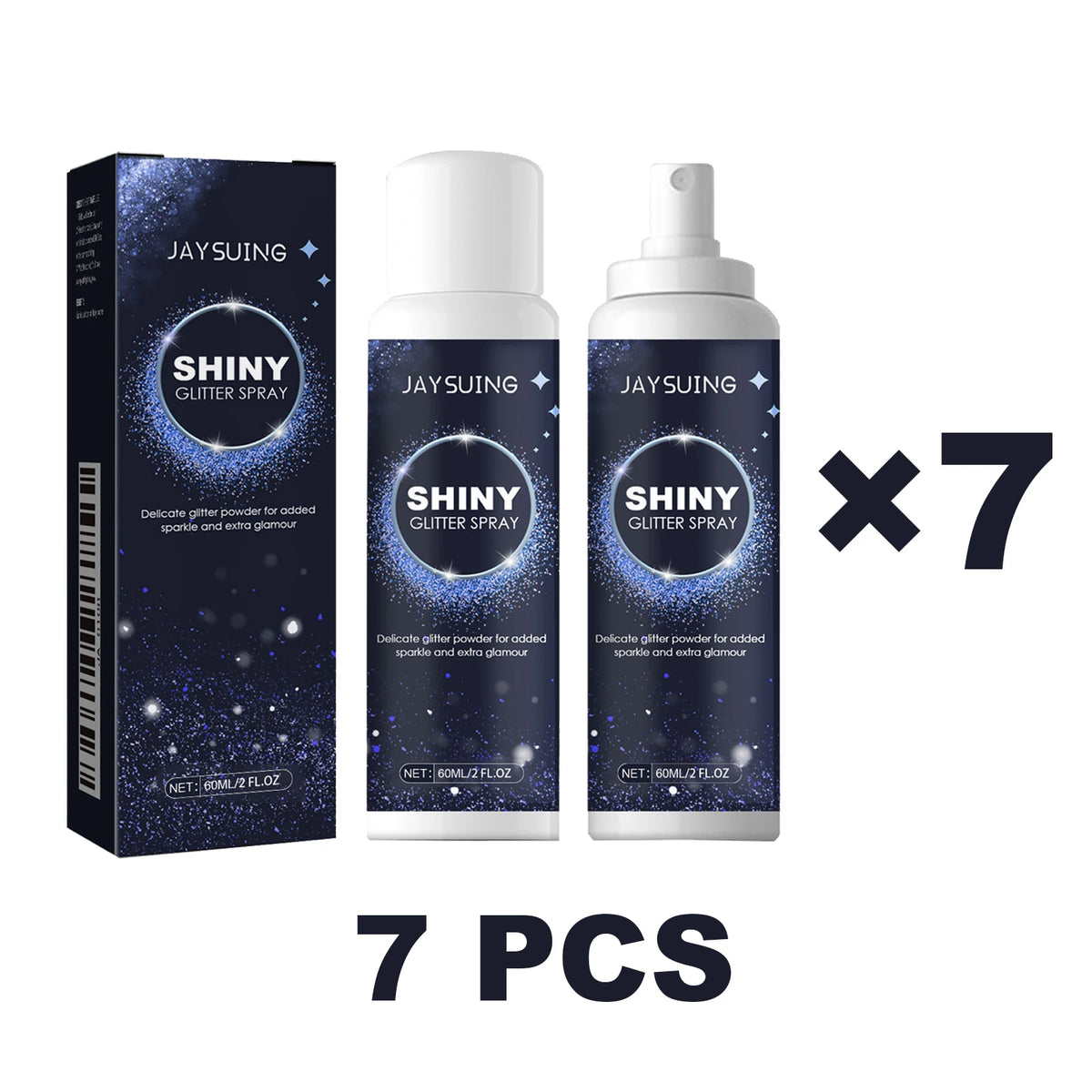 Holographic Glitter Spray for Face, Body & Hair – 60ml Body Glitter Spray SWANS 7 pcs