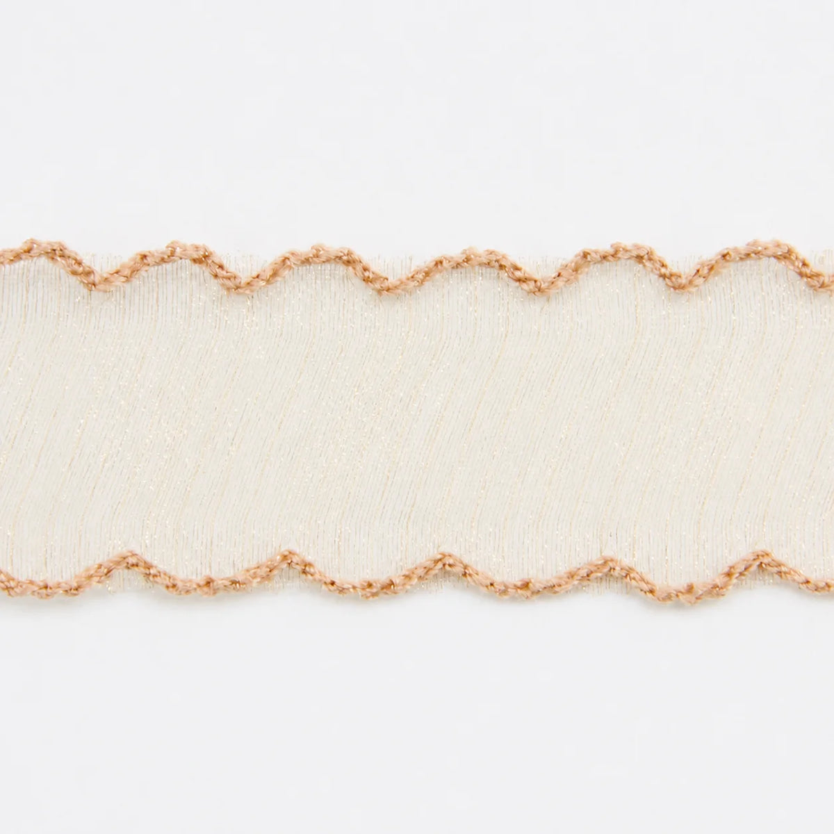 Shimmering Scalloped Edge Organza Ribbon – Boho Craft & Décor Decorative Craft Ribbon SWANS Light Beige 40mm