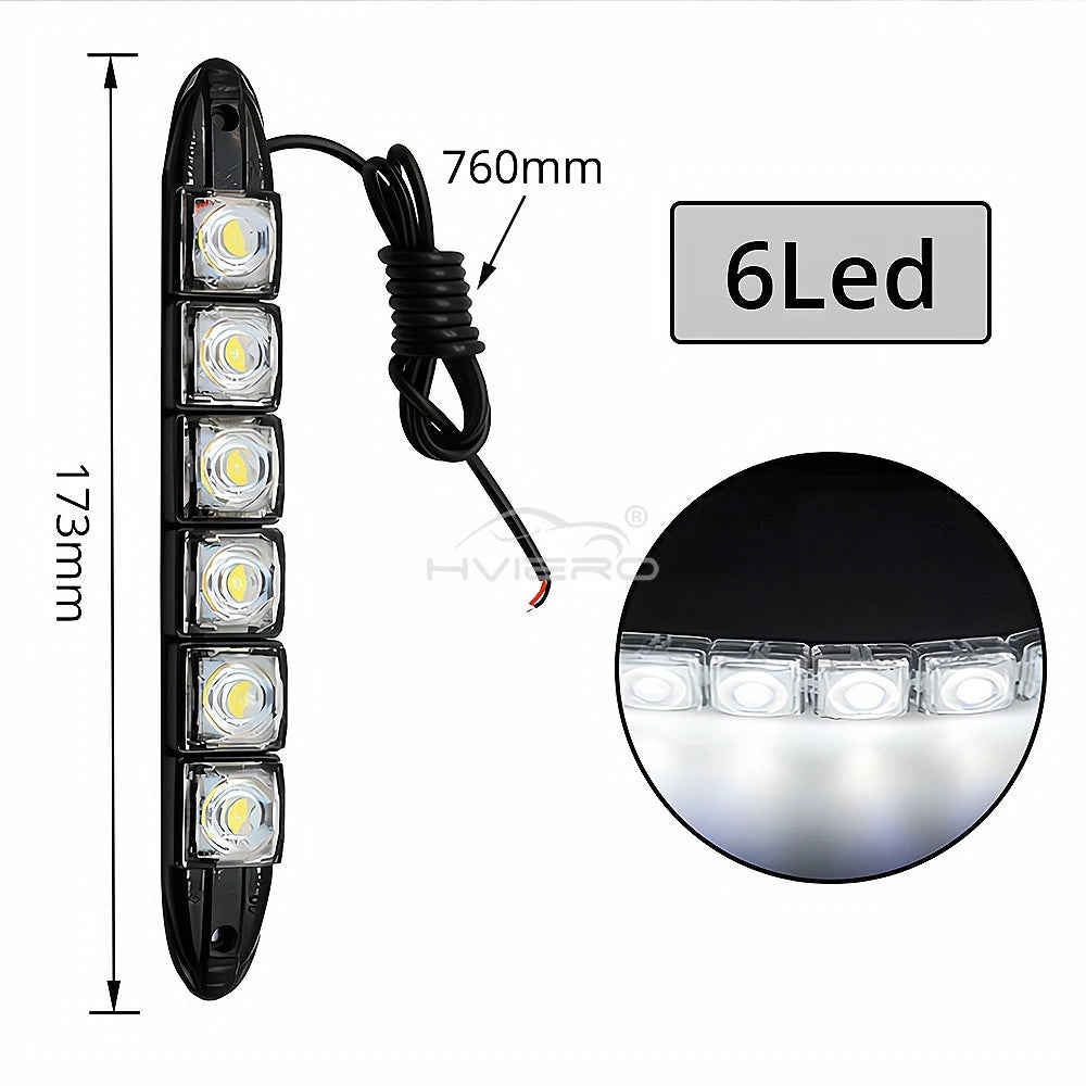 HVIERO 2-Pack Flexible 6-LED DRL Daytime Running Lights 12V Daytime Running Lights SWANS 6led Black shell